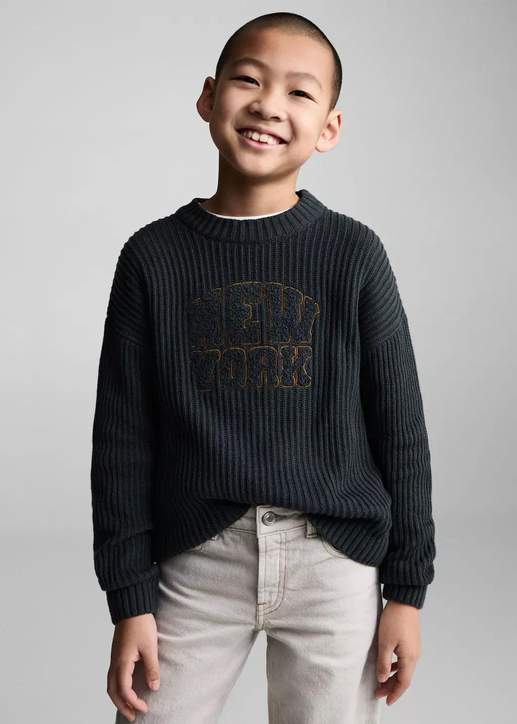Blue Message Knitted Sweater, , large image number 1
