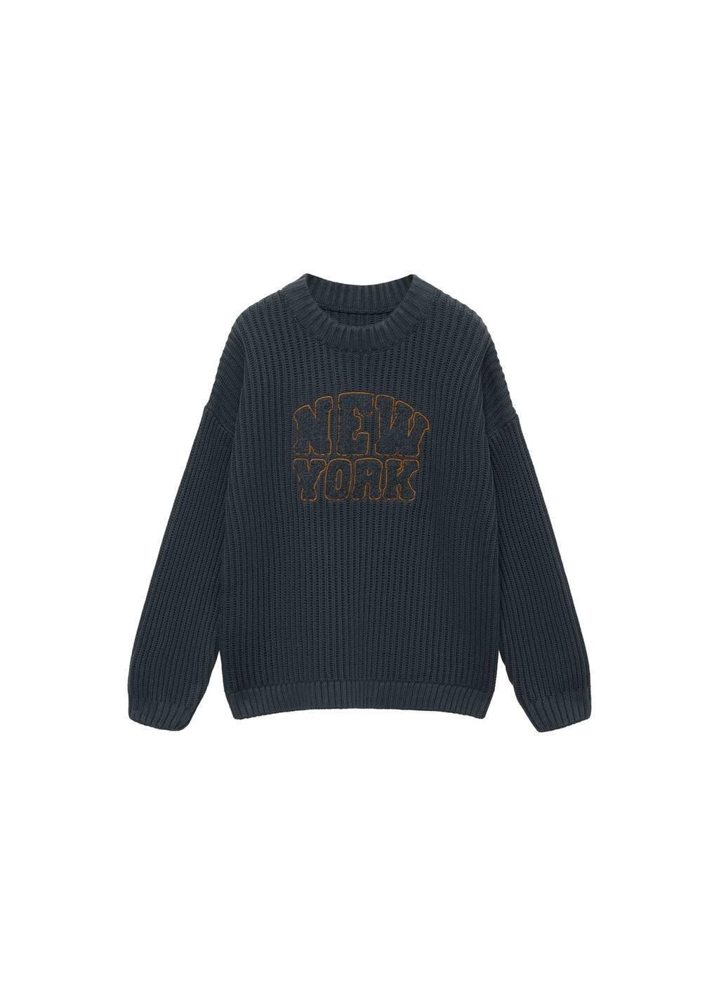 Blue Message Knitted Sweater, , large image number 4