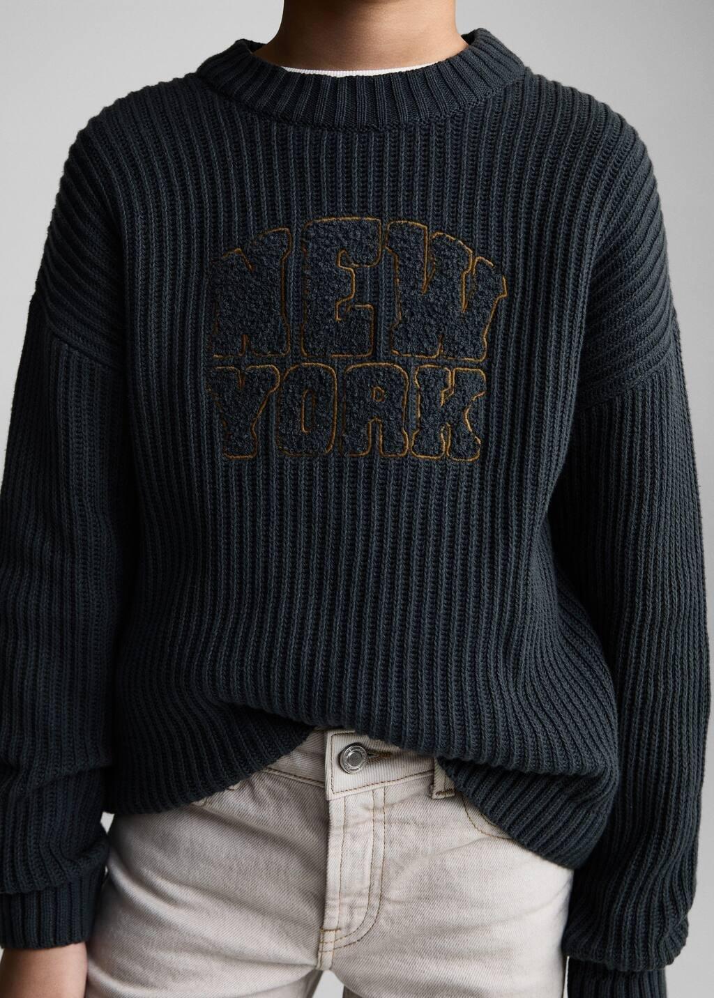 Blue Message Knitted Sweater, , large image number 7