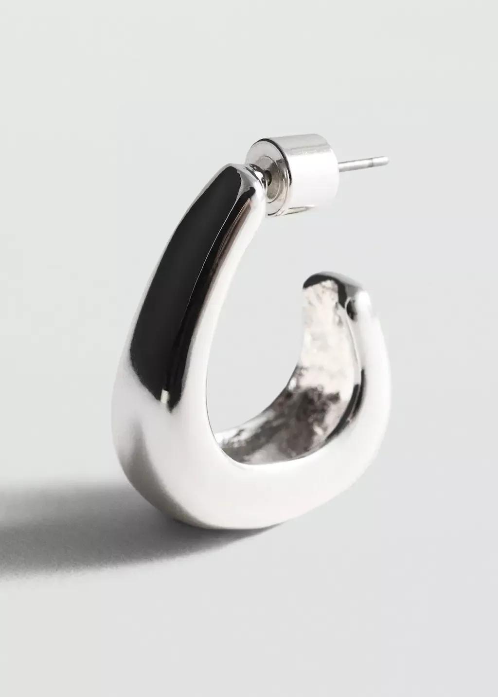 Silver Twisted Hoop Earrings, Silver, large image number 0