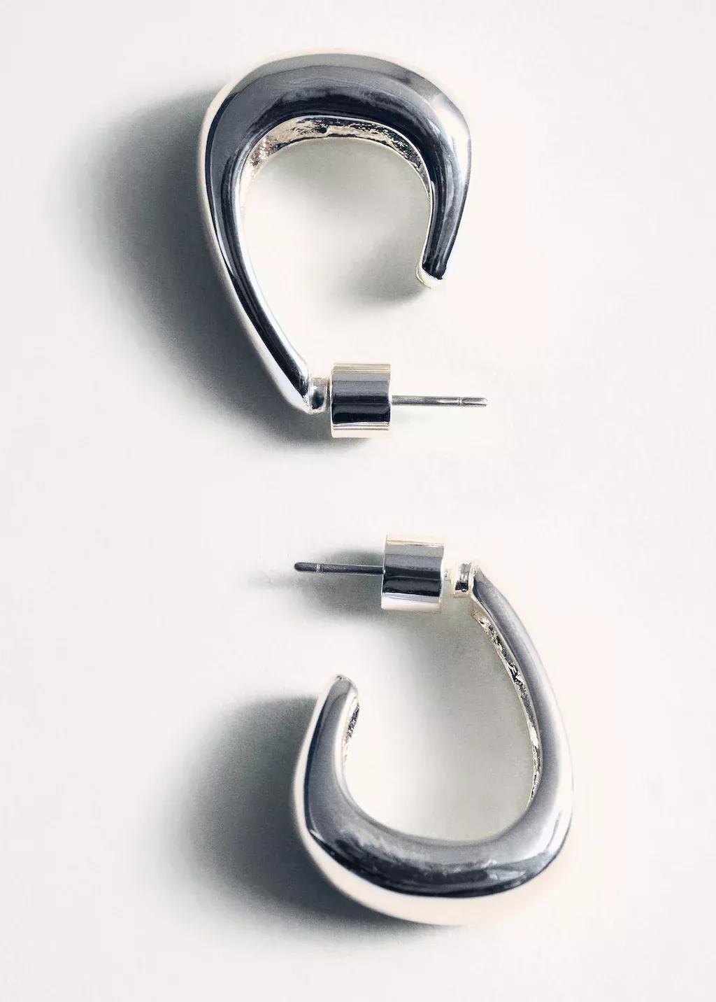 Silver Twisted Hoop Earrings, Silver, large image number 1