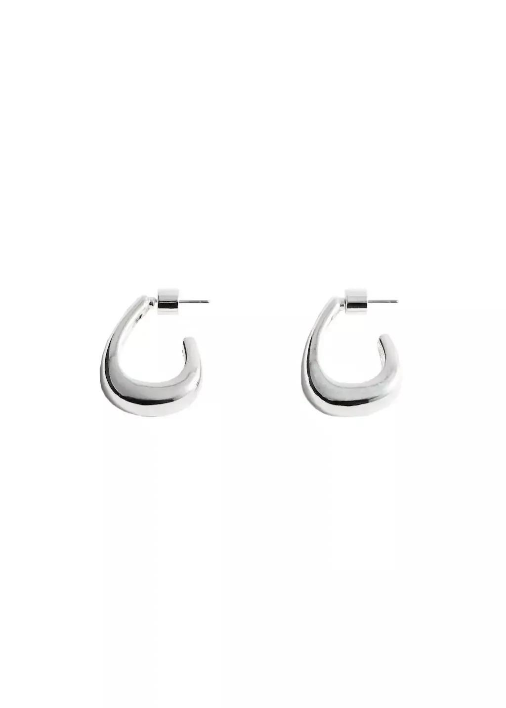 Silver Twisted Hoop Earrings, Silver, large image number 2