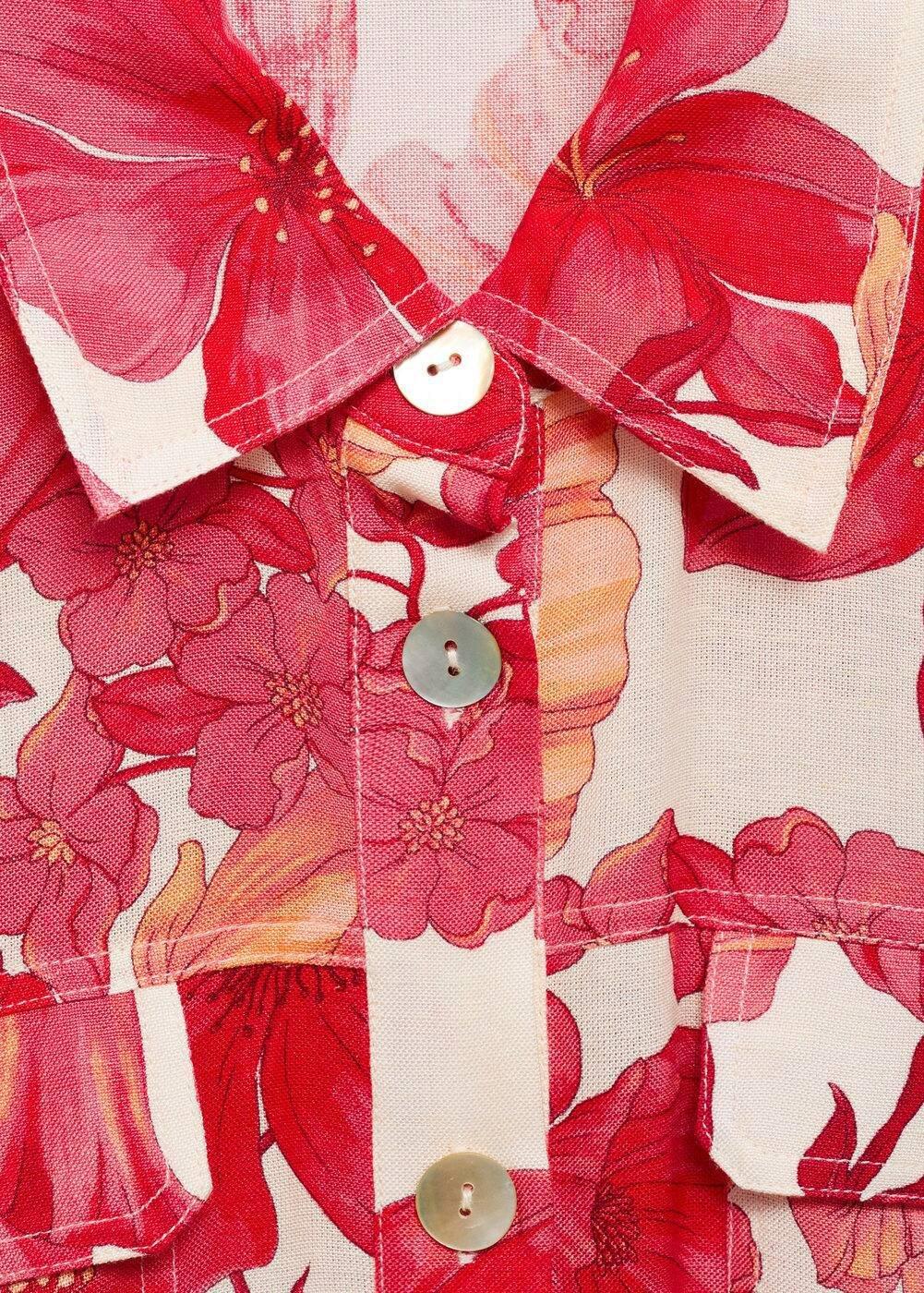 Red Short Jumpsuit With Floral Print, , large image number 4