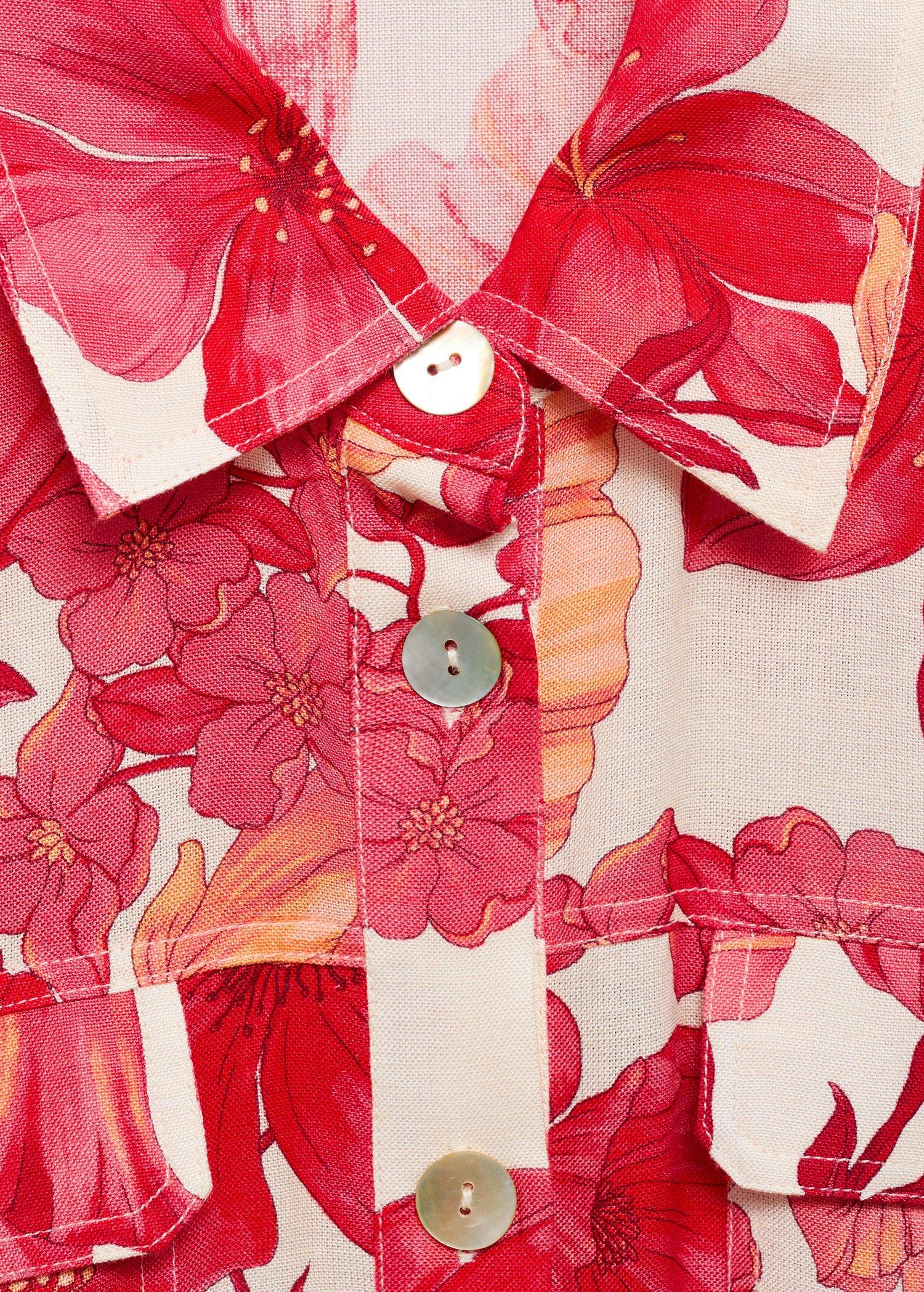 Red Short Jumpsuit With Floral Print, , large image number 7