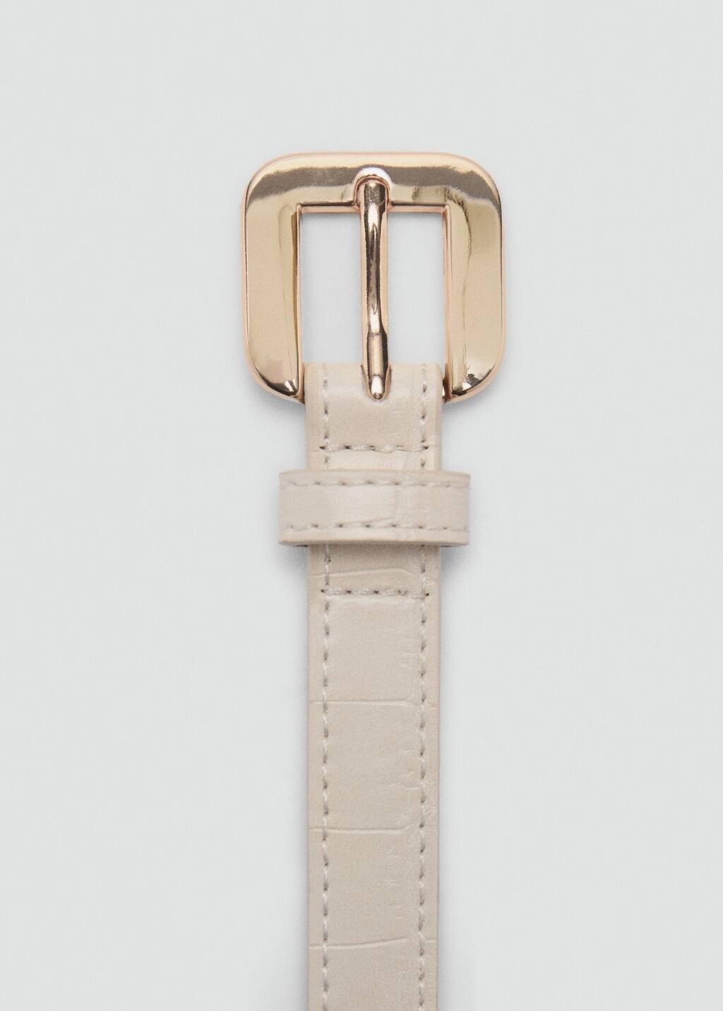 Beige Croco Leather-Effect Belt, , large image number 1