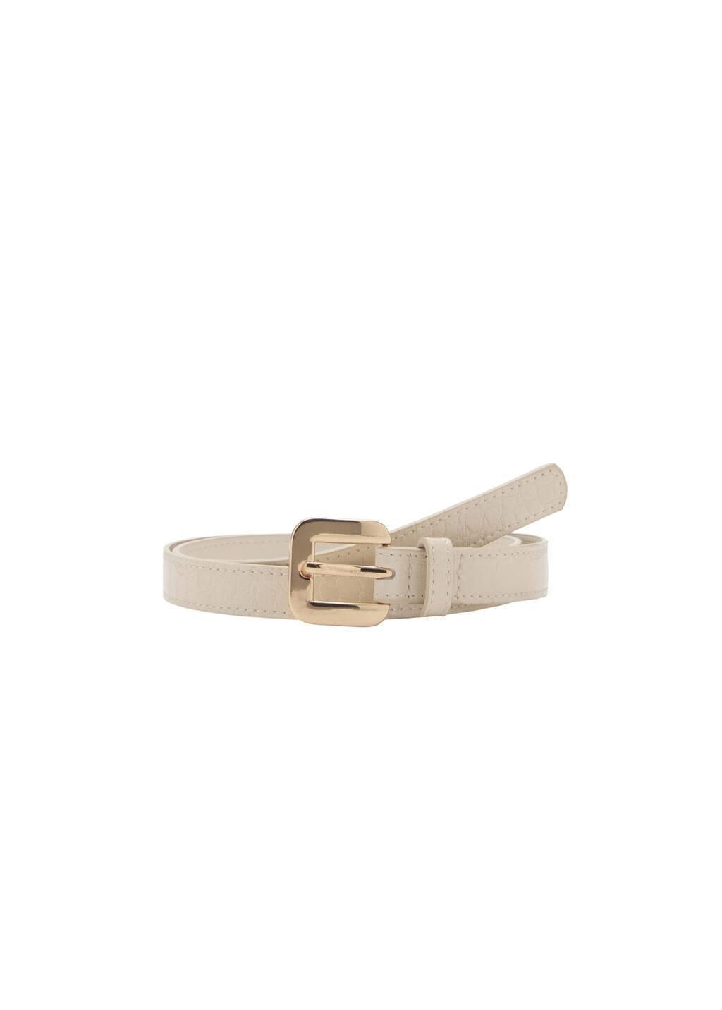 Beige Croco Leather-Effect Belt, , large image number 2