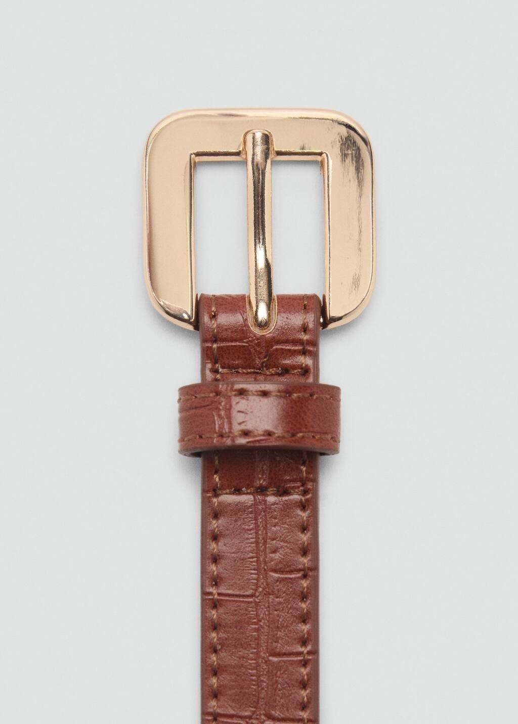 Brown Croco Leather-Effect Belt, , large image number 1