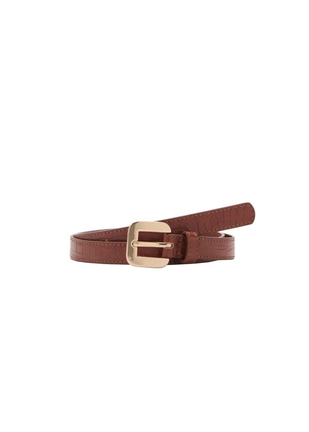 Brown Croco Leather-Effect Belt, , large image number 2