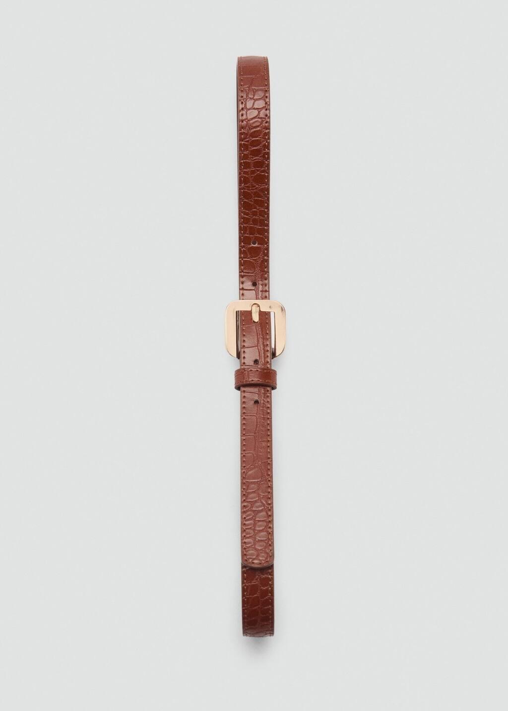 Brown Croco Leather-Effect Belt, , large image number 3