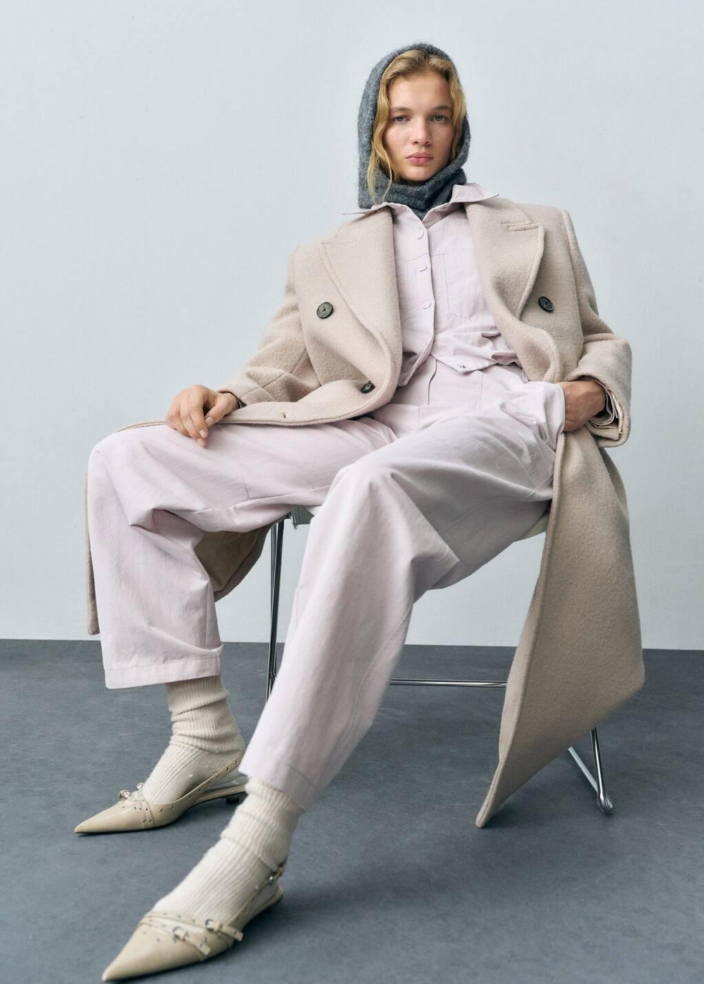 Purple Lt-Pastel Wideleg Trousers With Decorative Seams, , large image number 1