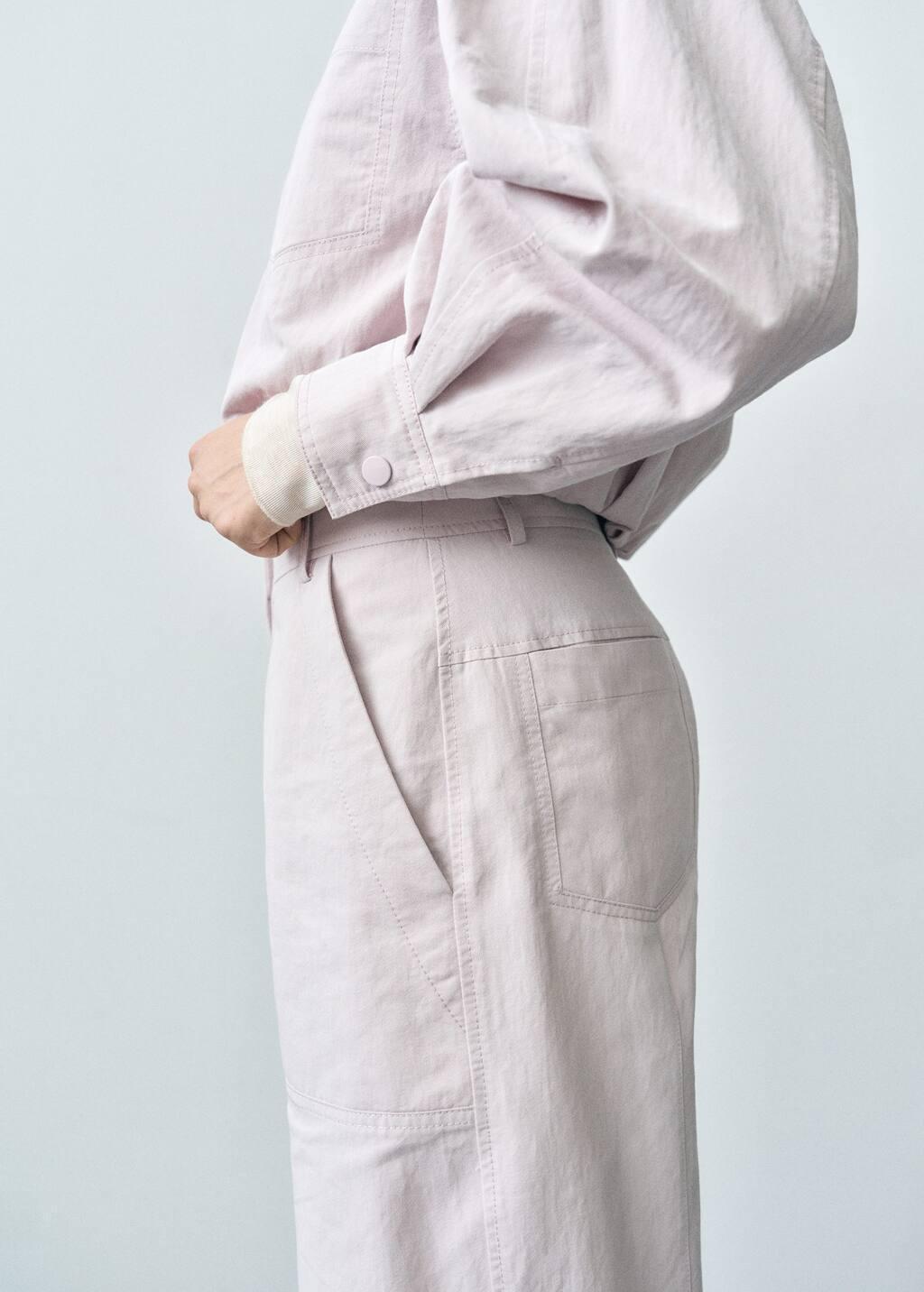 Purple Lt-Pastel Wideleg Trousers With Decorative Seams, , large image number 3