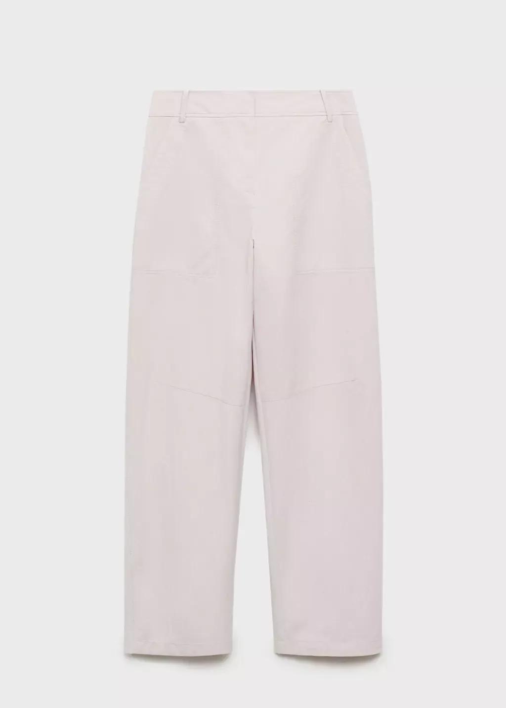 Purple Lt-Pastel Wideleg Trousers With Decorative Seams, , large image number 4