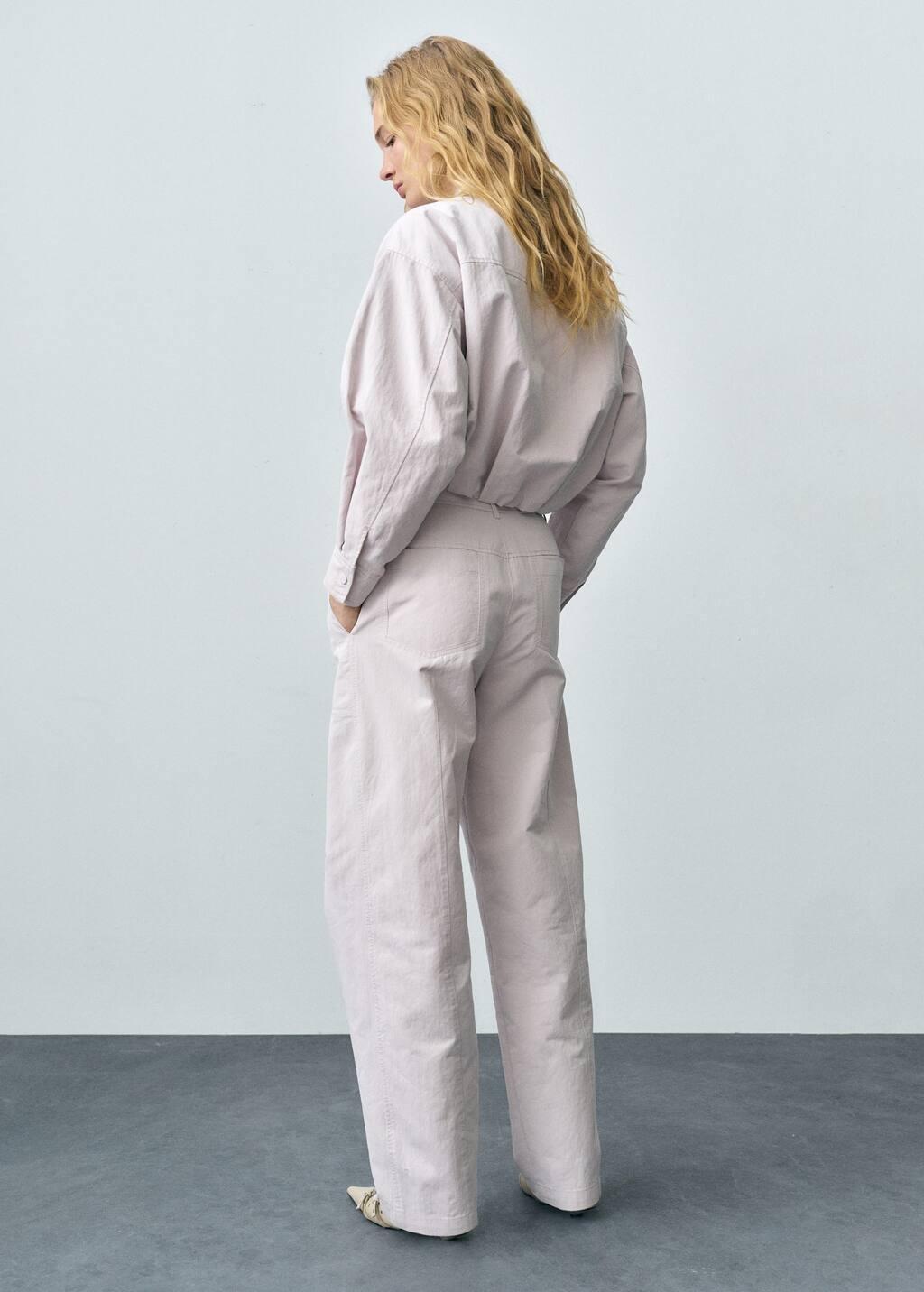 Purple Lt-Pastel Wideleg Trousers With Decorative Seams, , large image number 6