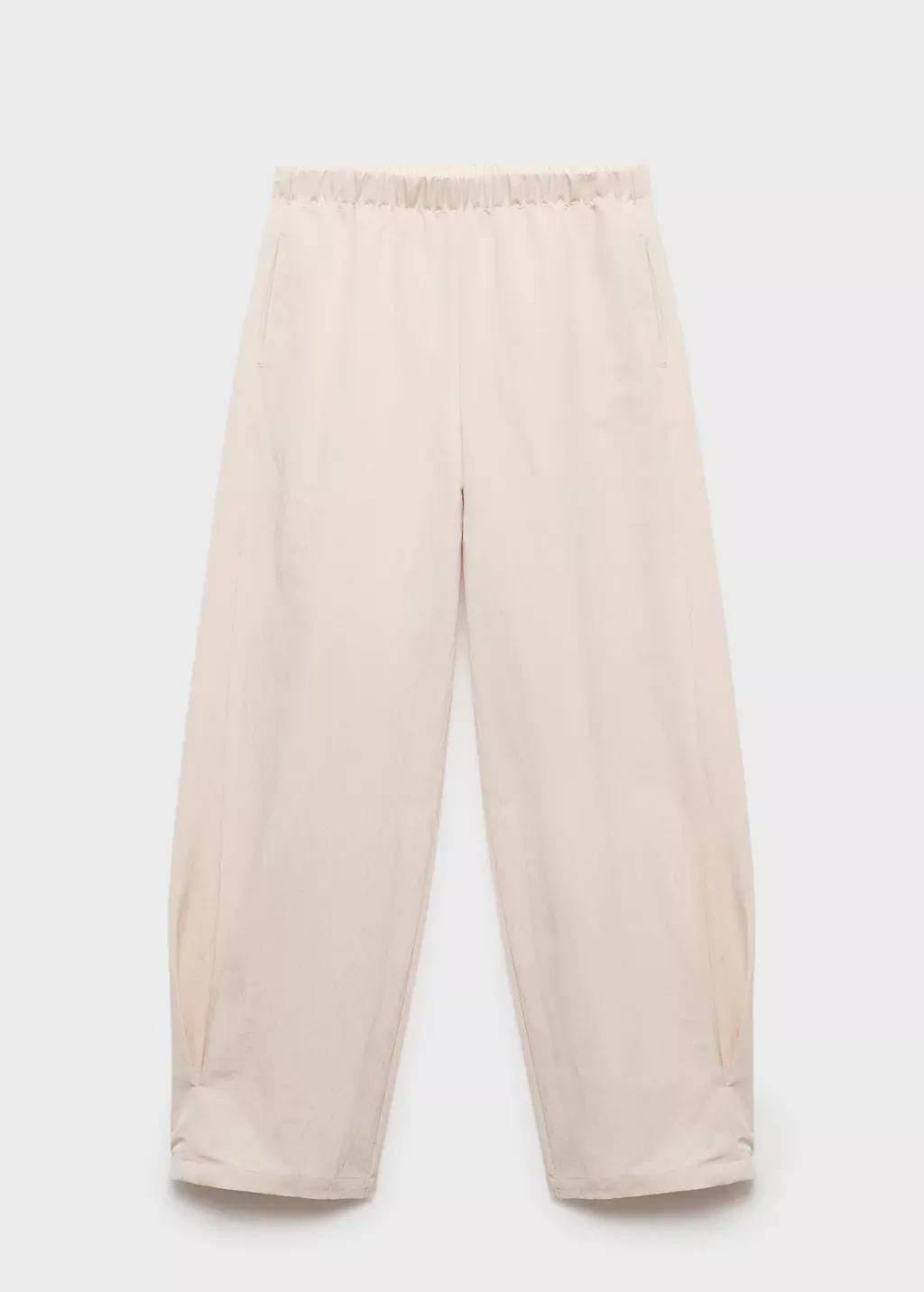 Beige Pleated Jogger Trousers, , medium