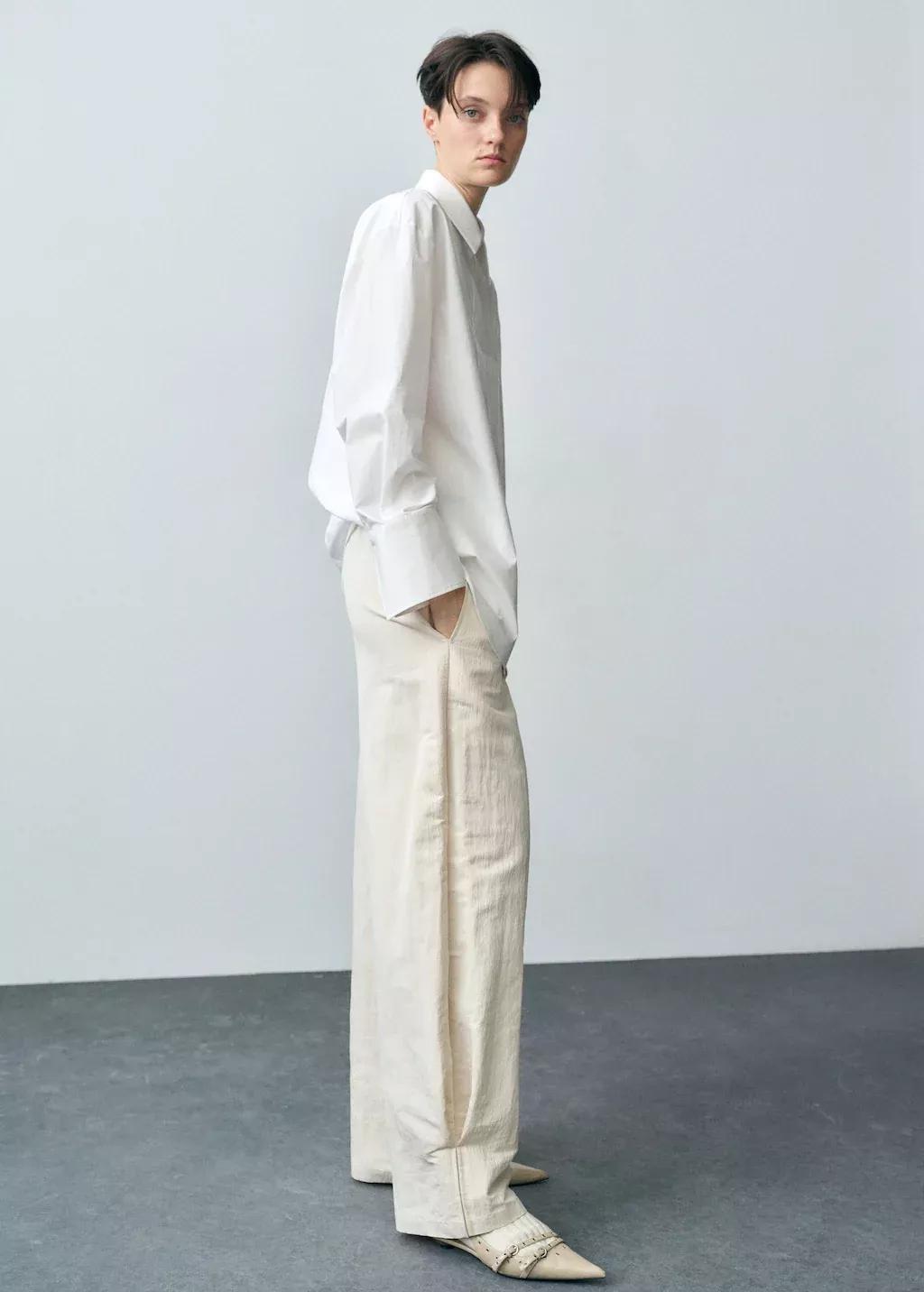 Beige Pleated Jogger Trousers, , large image number 2