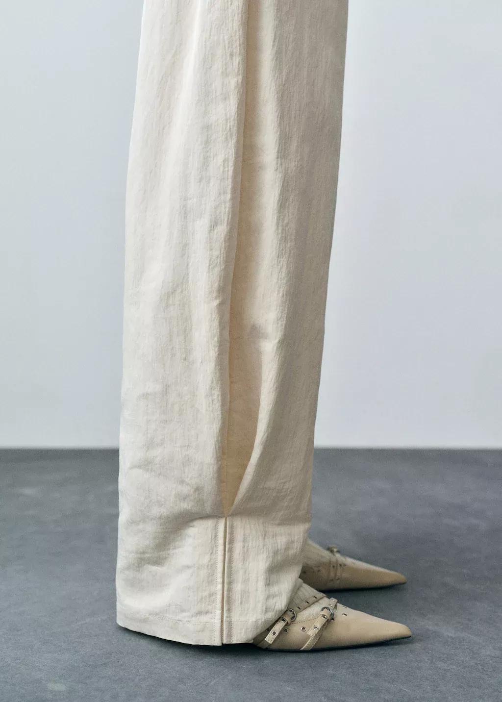 Beige Pleated Jogger Trousers, , large image number 4
