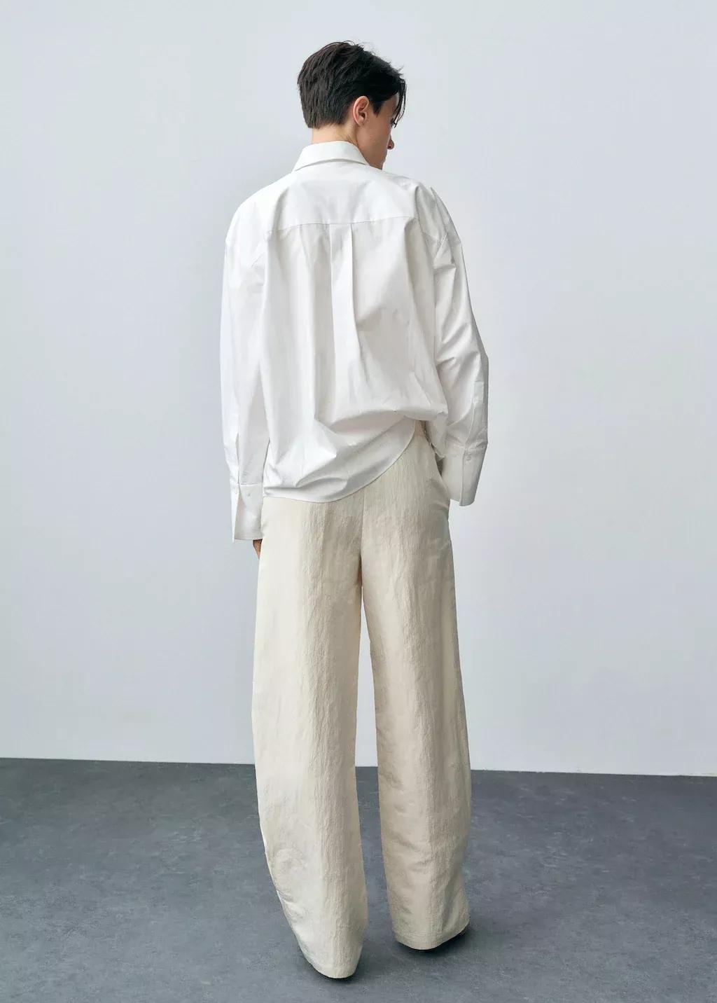 Beige Pleated Jogger Trousers, , large image number 6