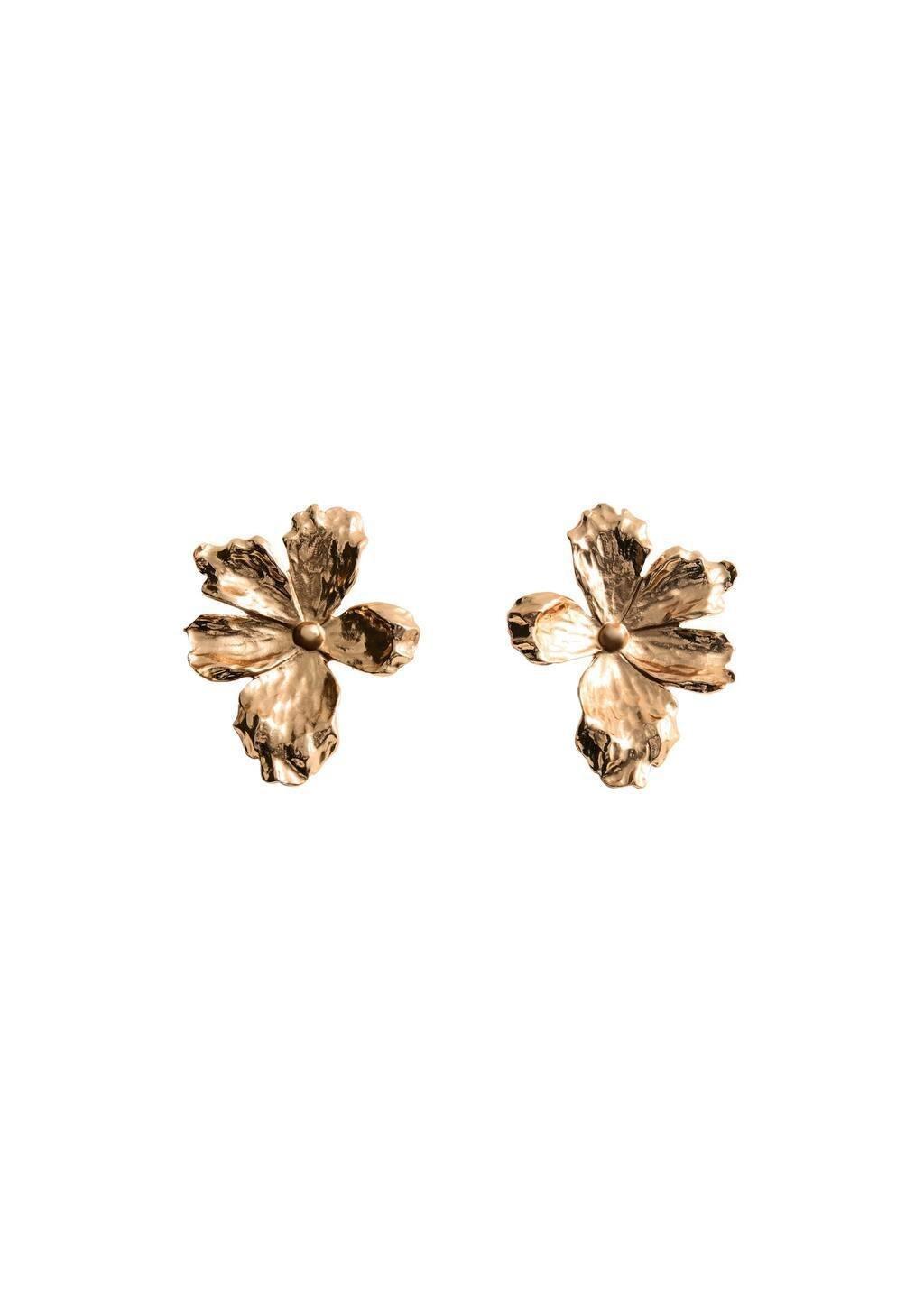 Gold Floral Earrings, 0201_OR, large image number 2