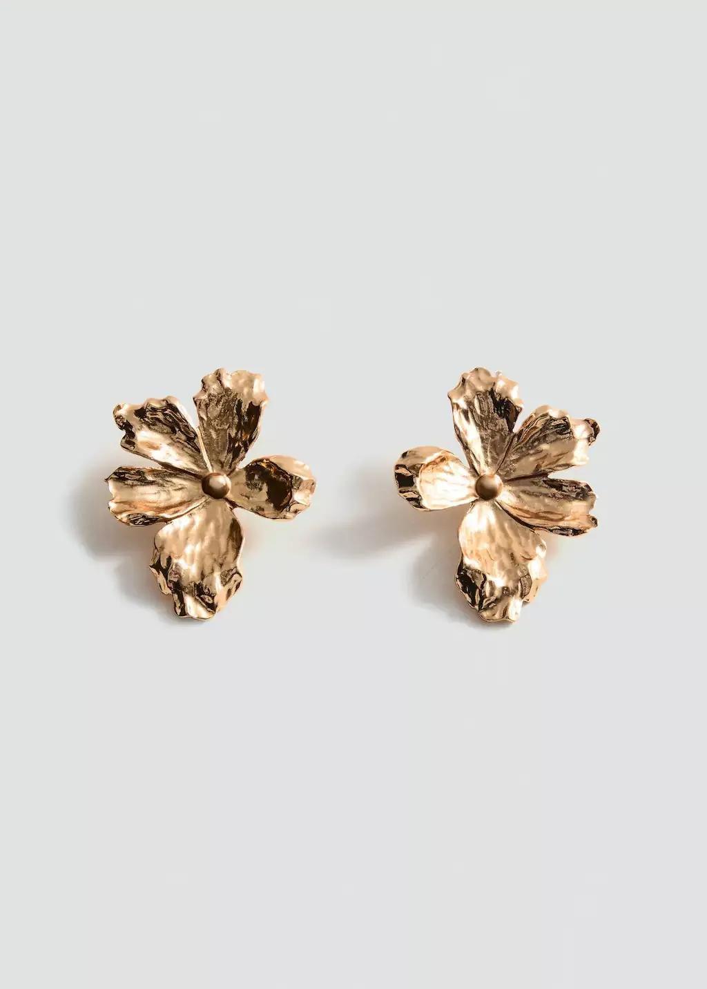 Gold Floral Earrings, 0201_OR, large image number 3