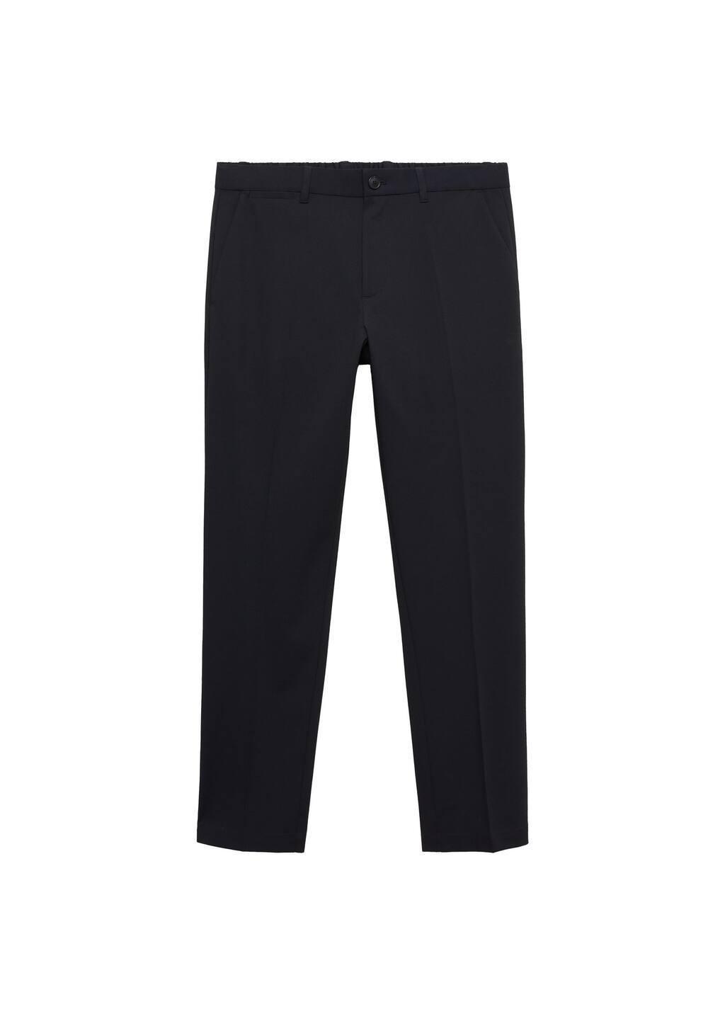 Navy Stretch Fabric Slim-Fit Trousers, , large image number 2
