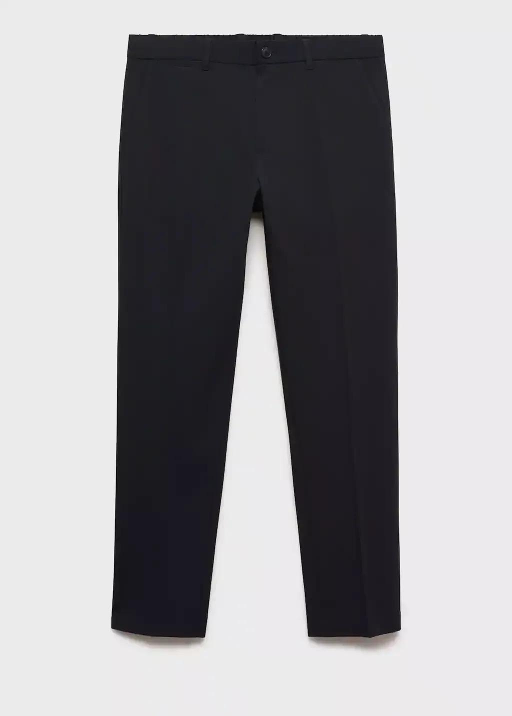Navy Stretch Fabric Slim-Fit Trousers, , large image number 4