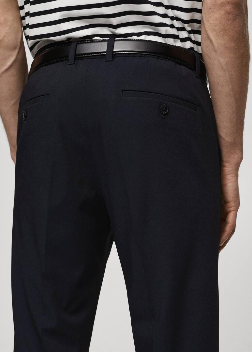 Navy Stretch Fabric Slim-Fit Trousers, , large image number 5