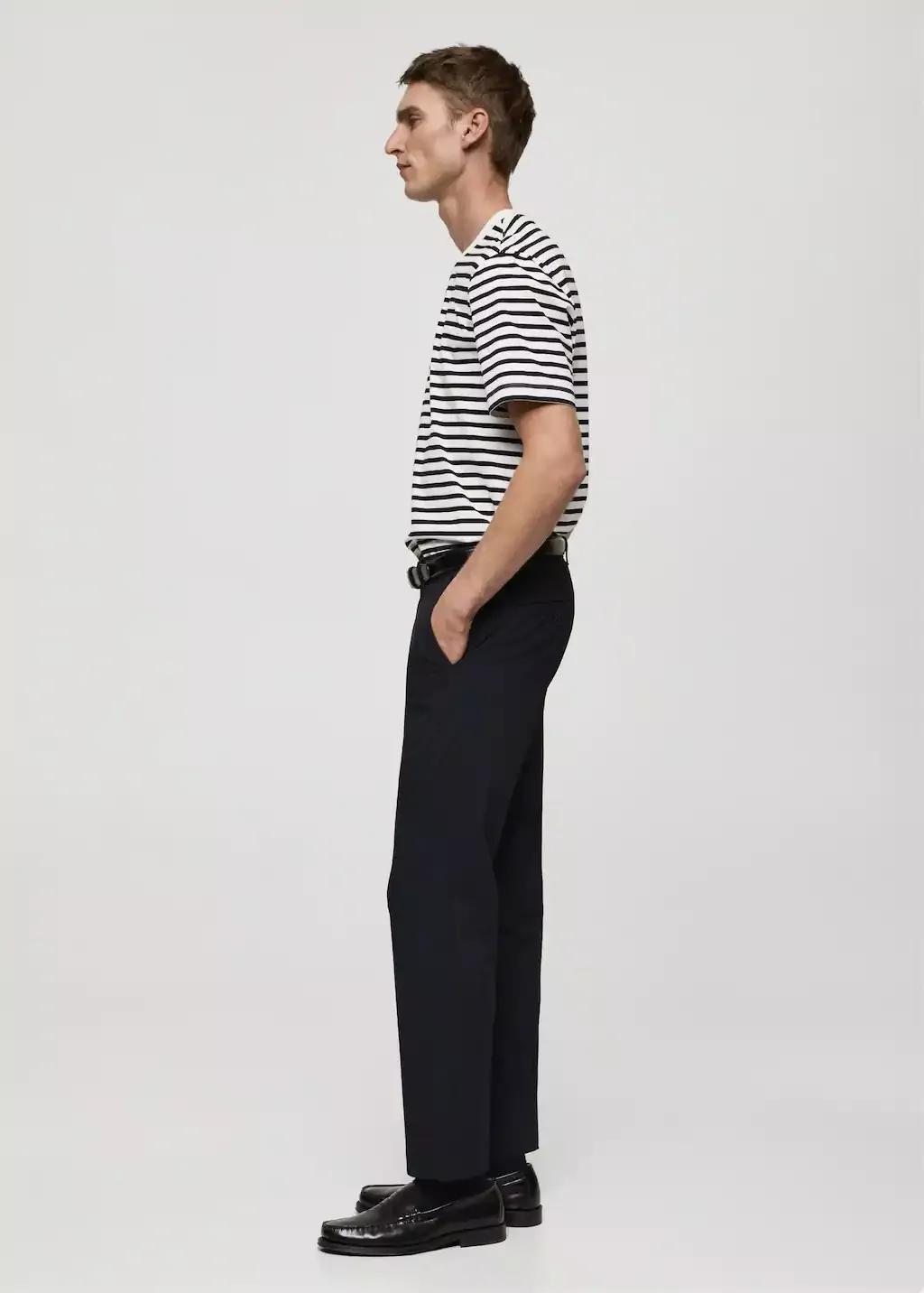 Navy Stretch Fabric Slim-Fit Trousers, , large image number 7