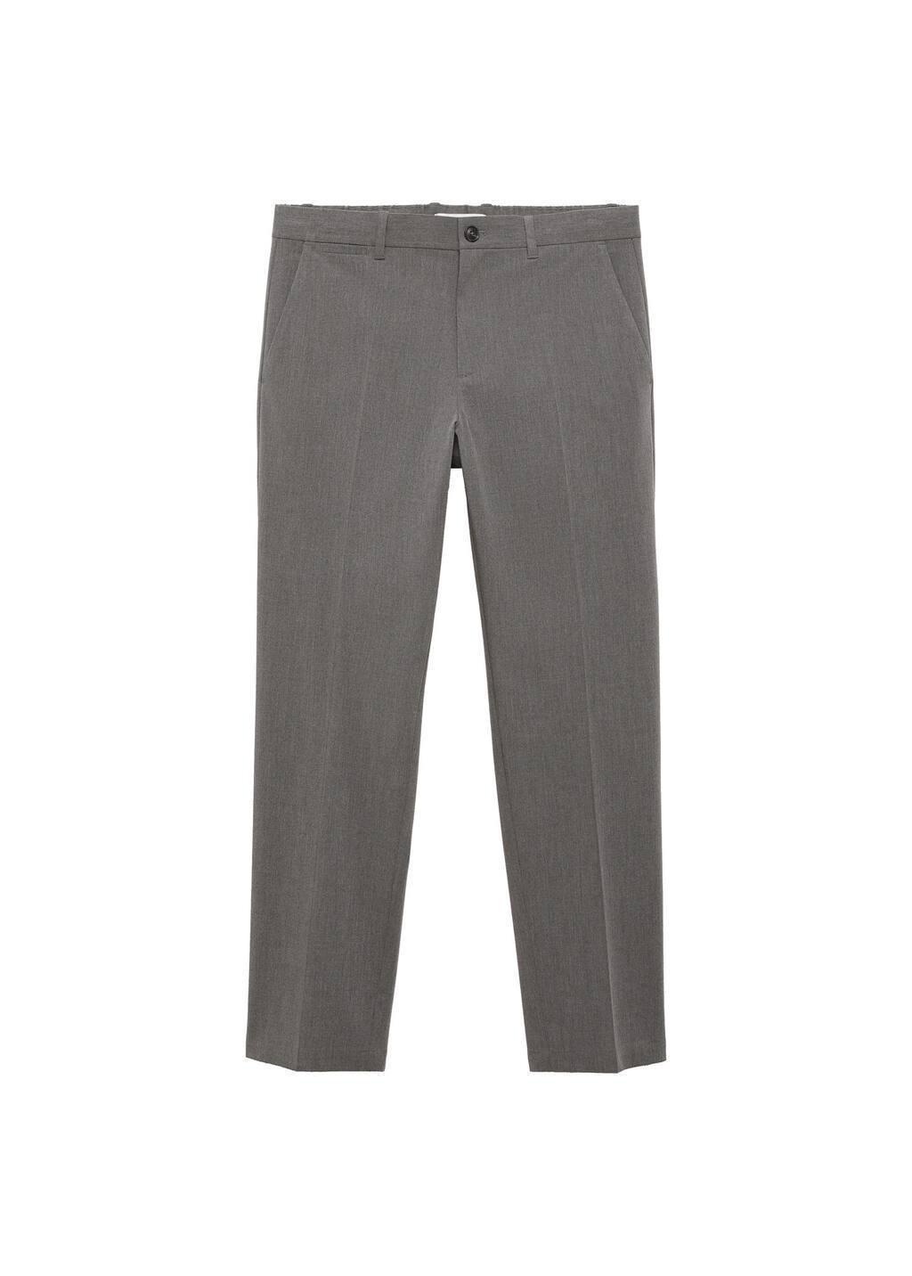Grey Stretch Fabric Slim-Fit Trousers, Medium Grey, large image number 2