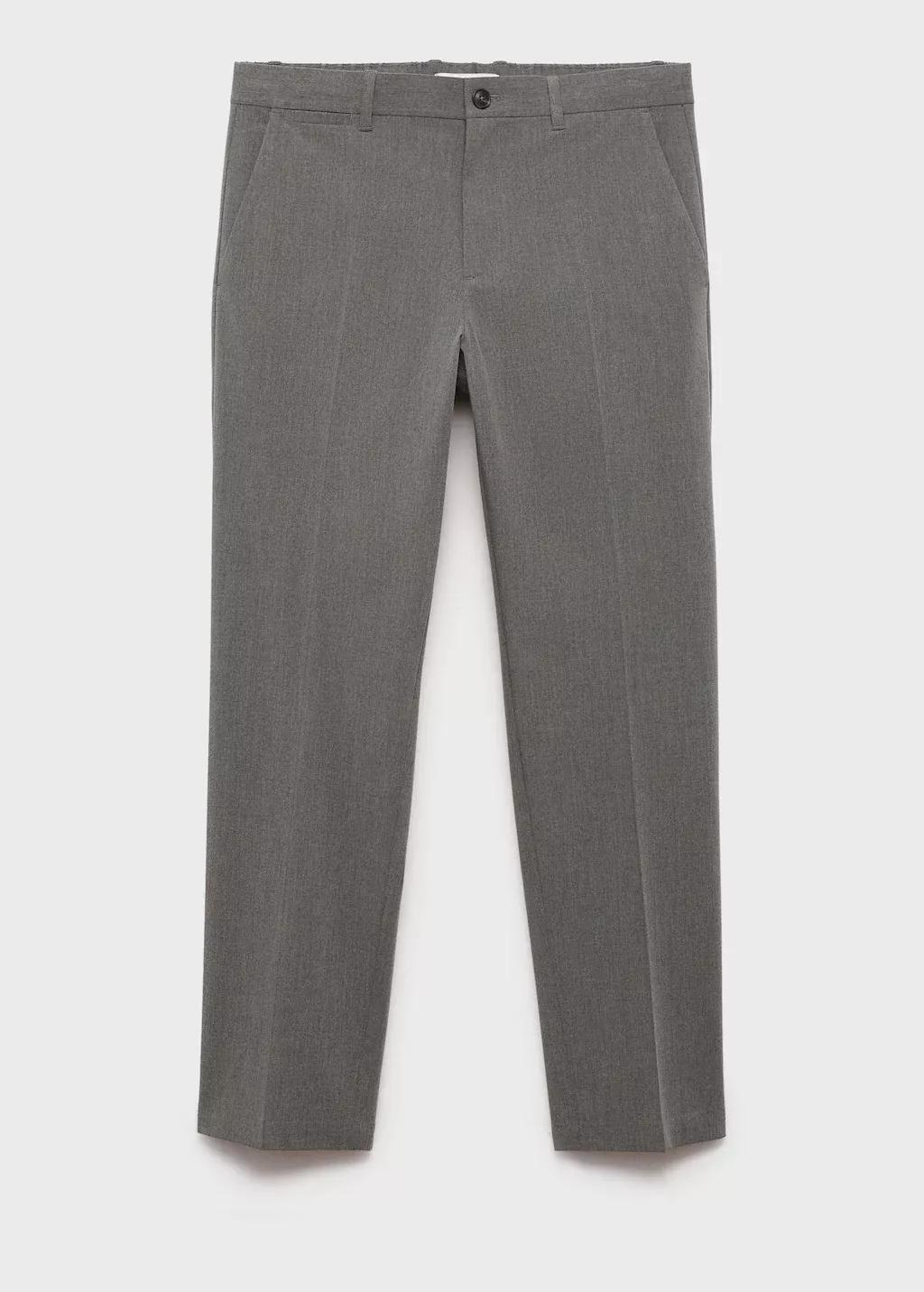 Grey Stretch Fabric Slim-Fit Trousers, , large image number 4