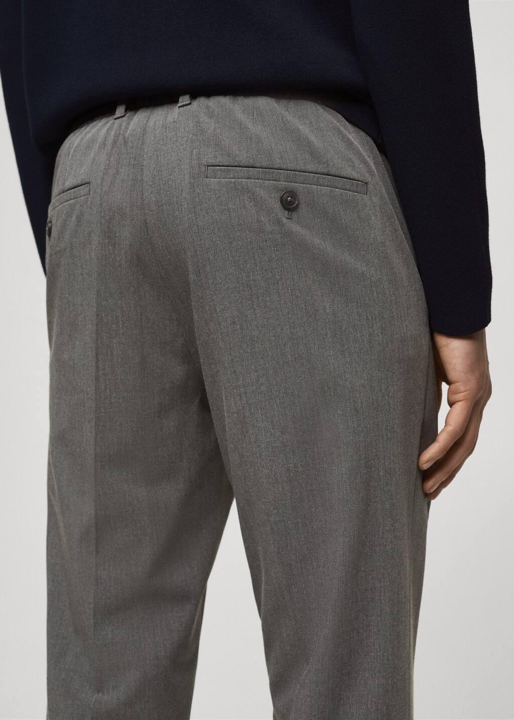 Grey Stretch Fabric Slim-Fit Trousers, , large image number 5