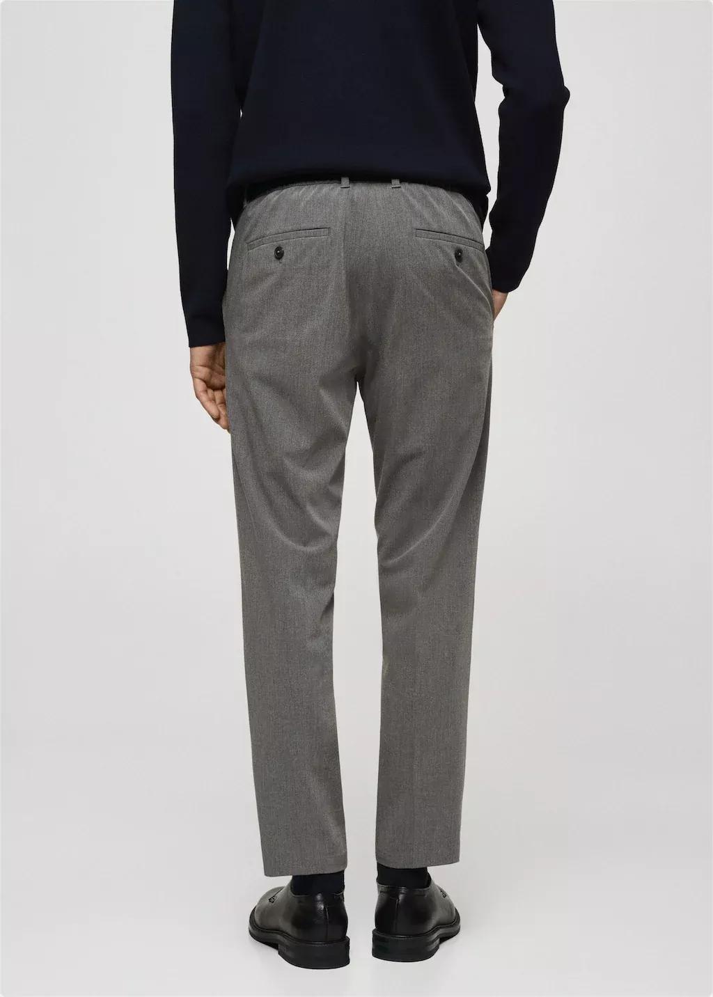 Grey Stretch Fabric Slim-Fit Trousers, , large image number 7