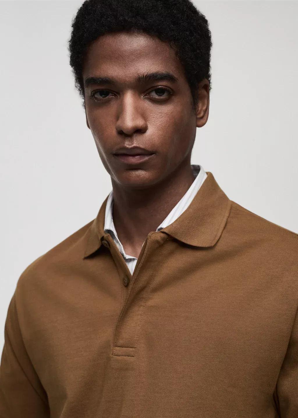 Brown 100% Cotton Polo Sweatshirt, , large image number 1