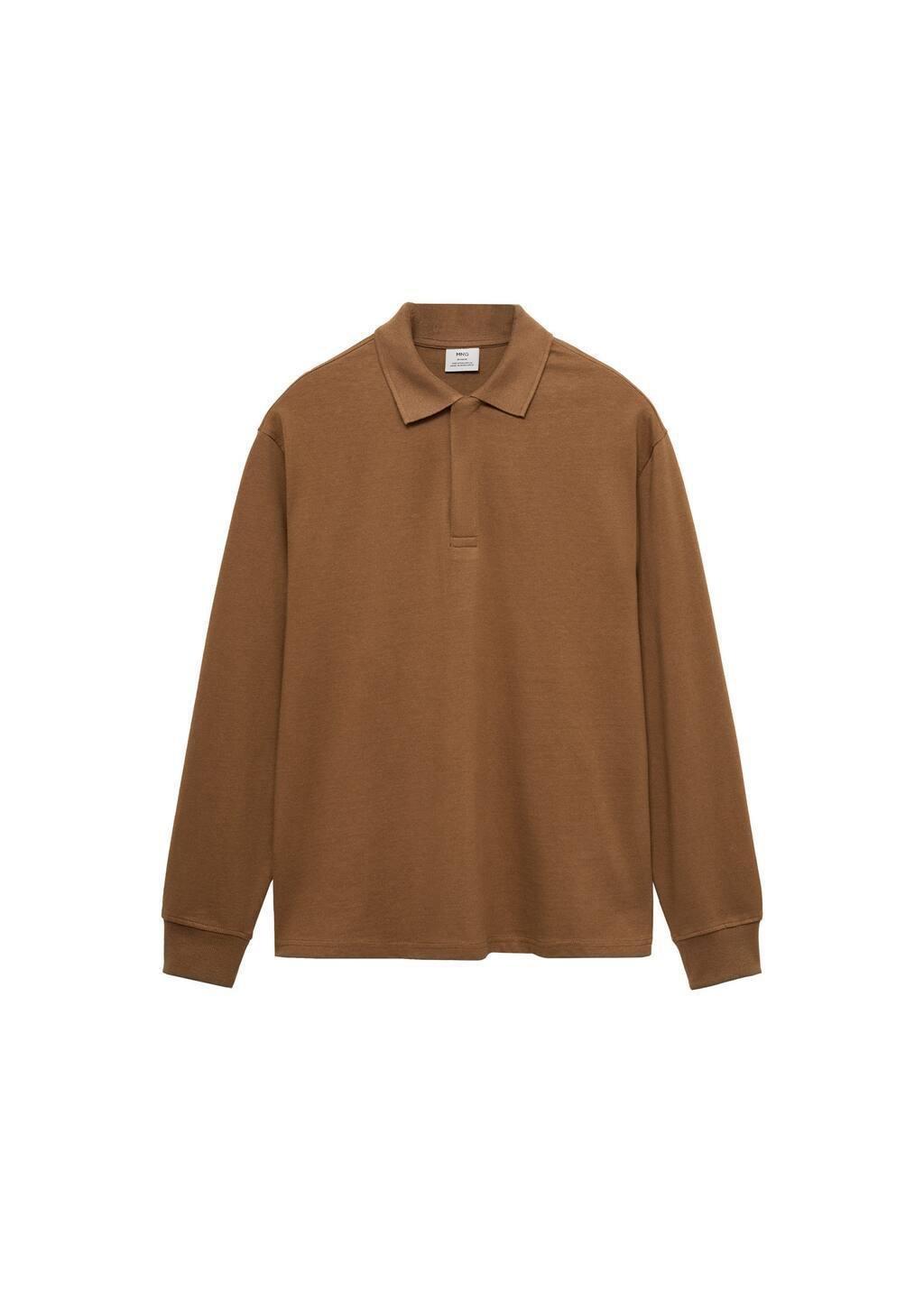 Brown 100% Cotton Polo Sweatshirt, , large image number 2