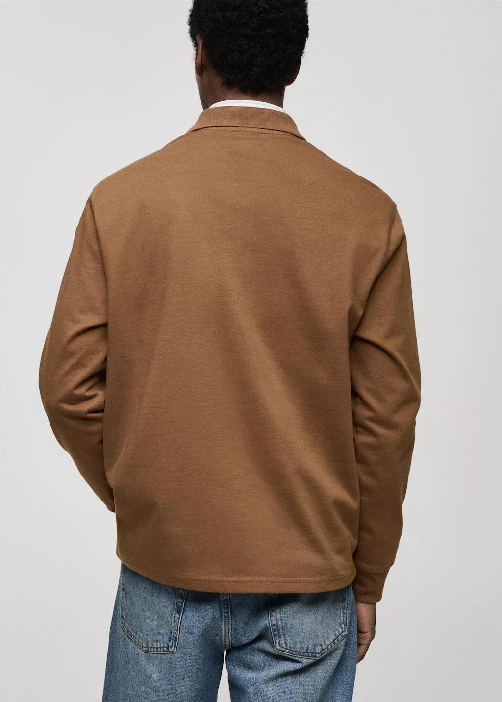 Brown 100% Cotton Polo Sweatshirt, , large image number 6