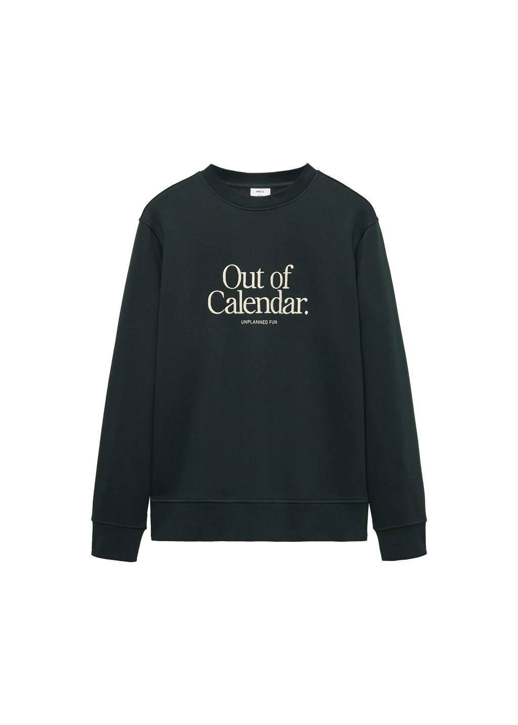 Green Cotton Sweatshirt With Embroidered Message, , large image number 2