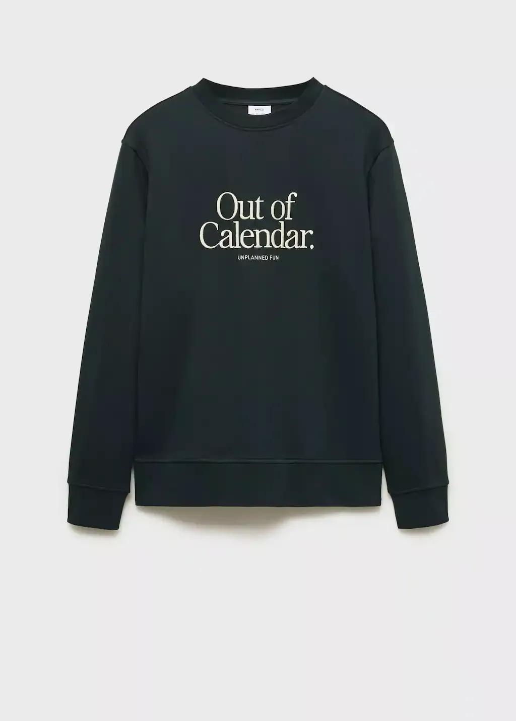Green Cotton Sweatshirt With Embroidered Message, , large image number 4