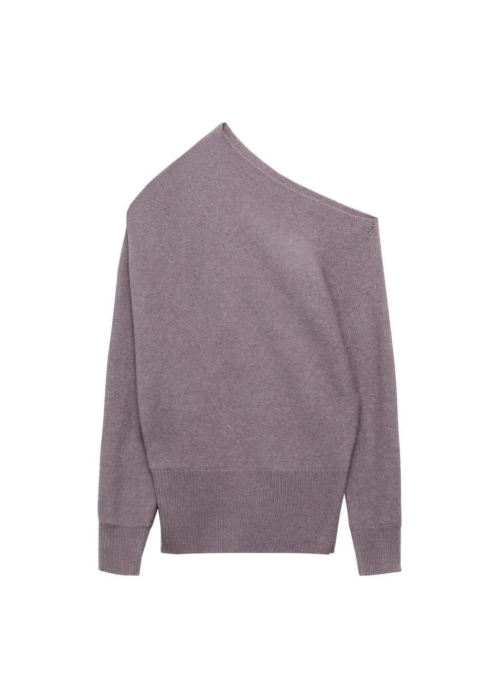 Purple Lt-Pastel Asymmetrical Wool-Blend Sweater, , large image number 2