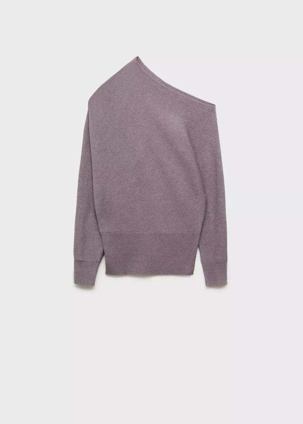 Purple Lt-Pastel Asymmetrical Wool-Blend Sweater, , large image number 4