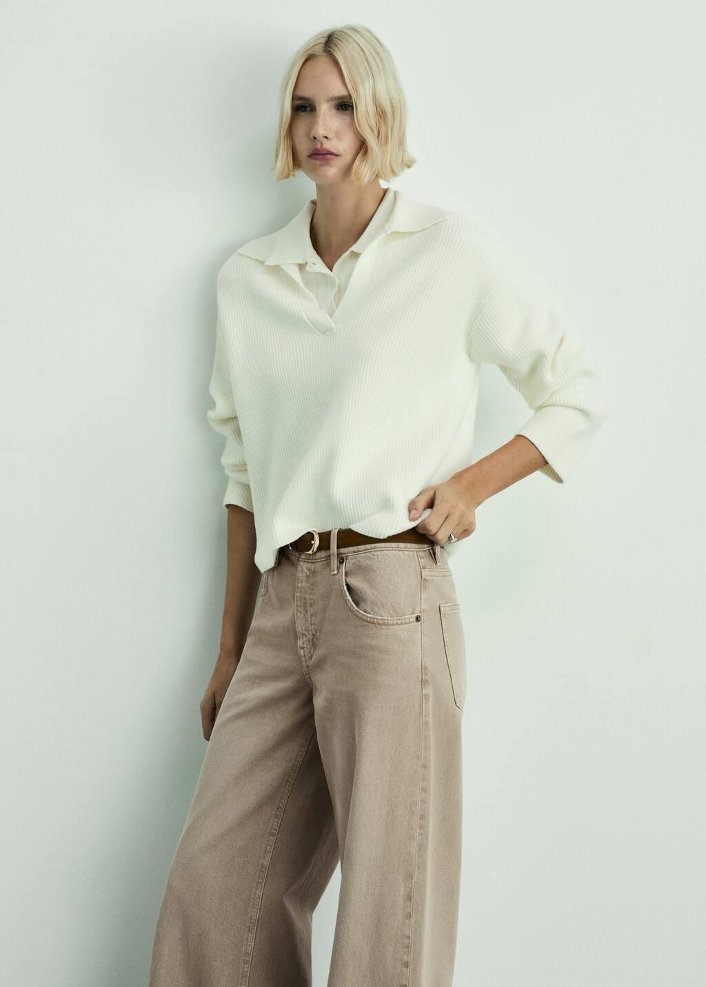Brown Lt Pastel Low Waist Wideleg Jeans, Light Pastel Brown, large image number 1