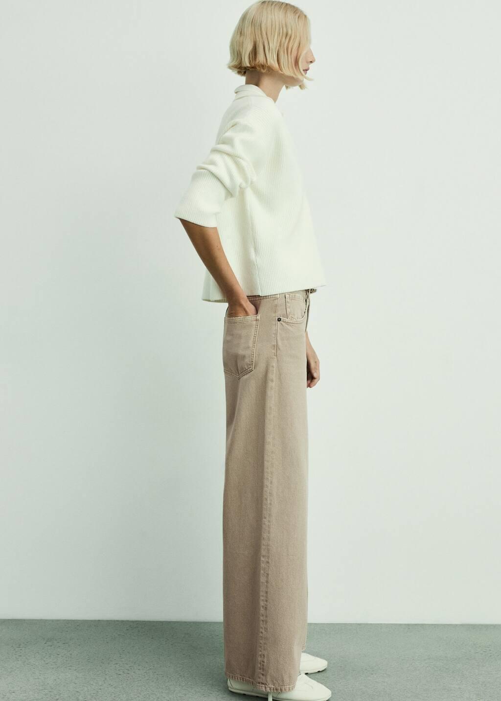 Brown Lt Pastel Low Waist Wideleg Jeans, Light Pastel Brown, large image number 3