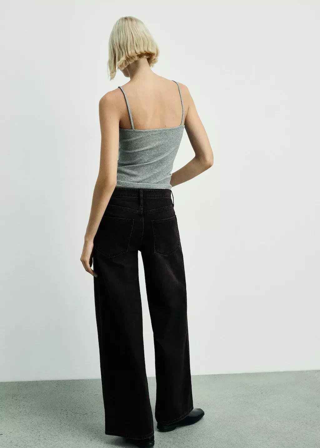Grey Low Waist Wideleg Jeans, , large image number 6