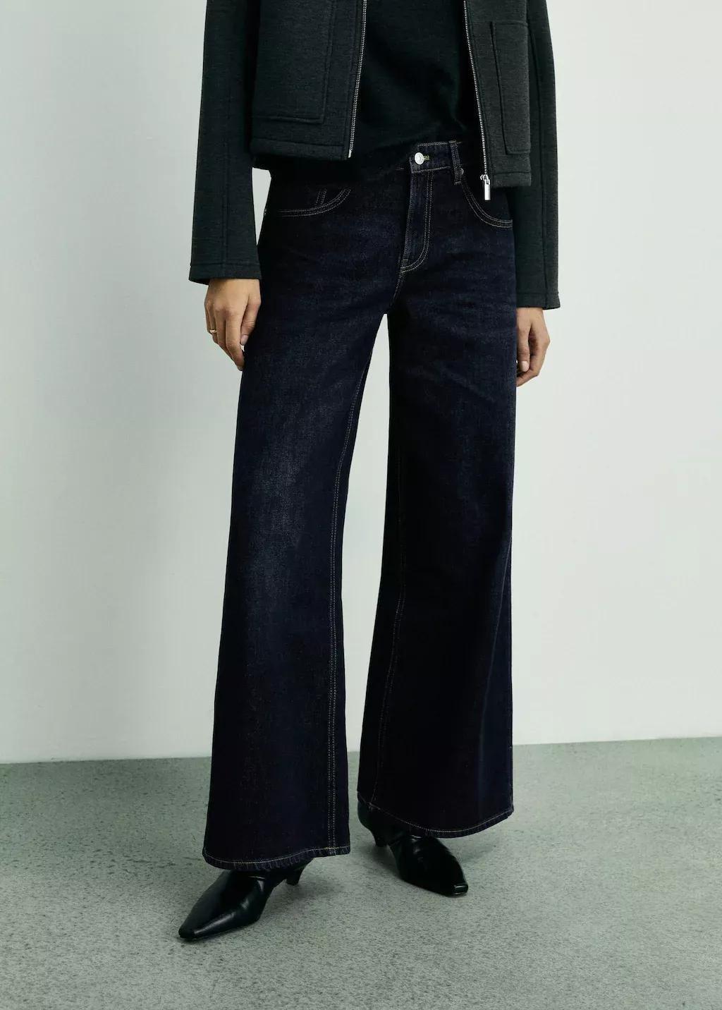 Blue Low-Rise Rinse-Wash Wideleg Jeans, , large image number 0