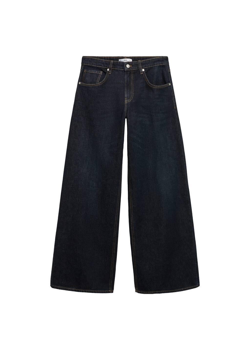 Blue Low-Rise Rinse-Wash Wideleg Jeans, , large image number 2