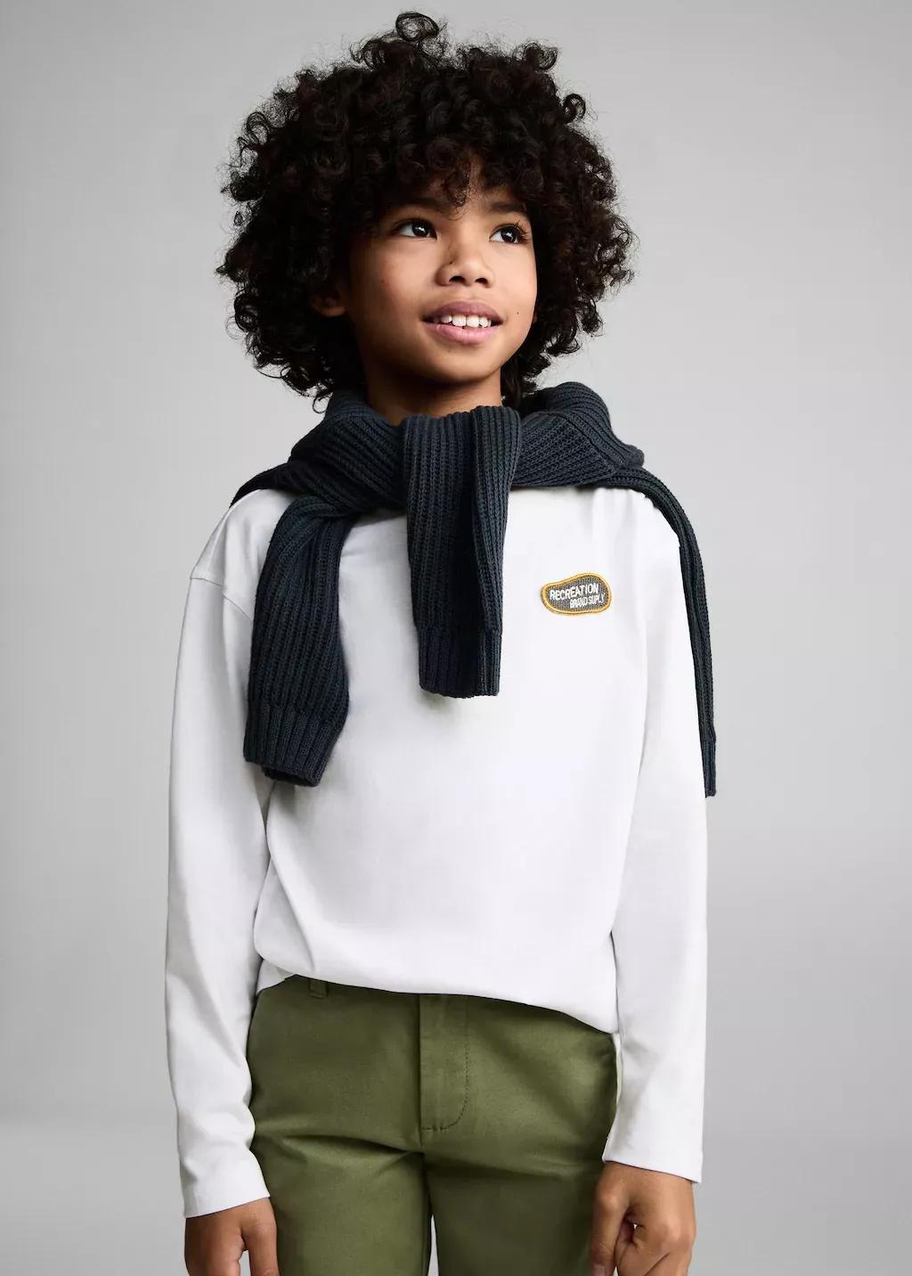 White Printed Cotton-Blend T-Shirt, Kids Boy, , medium
