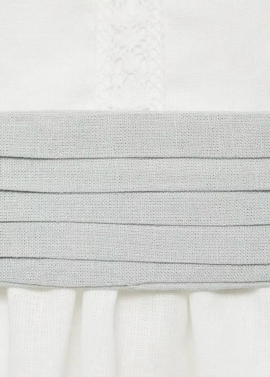 White Bow Linen-Blend Dress, Baby Girl, , large image number 2