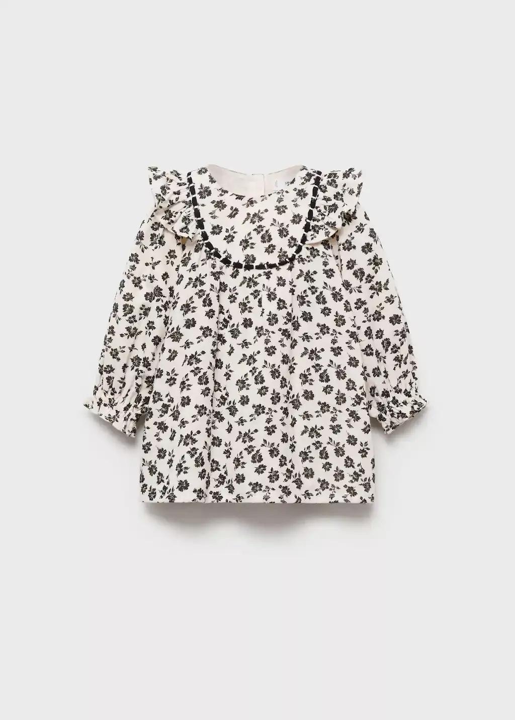 Beige Printed Cotton Dress, Baby Girl, , large image number 0