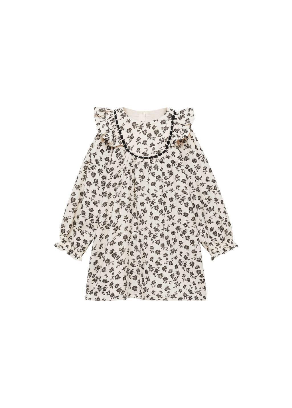 Beige Printed Cotton Dress, Baby Girl, , large image number 4
