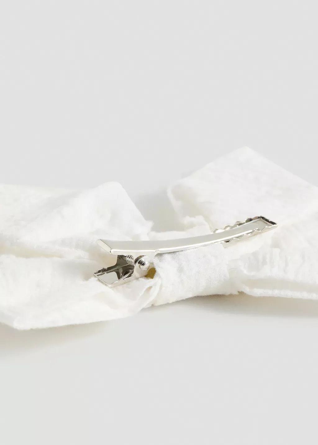 White Bow Plain Short, Kids Girls, White, large image number 0