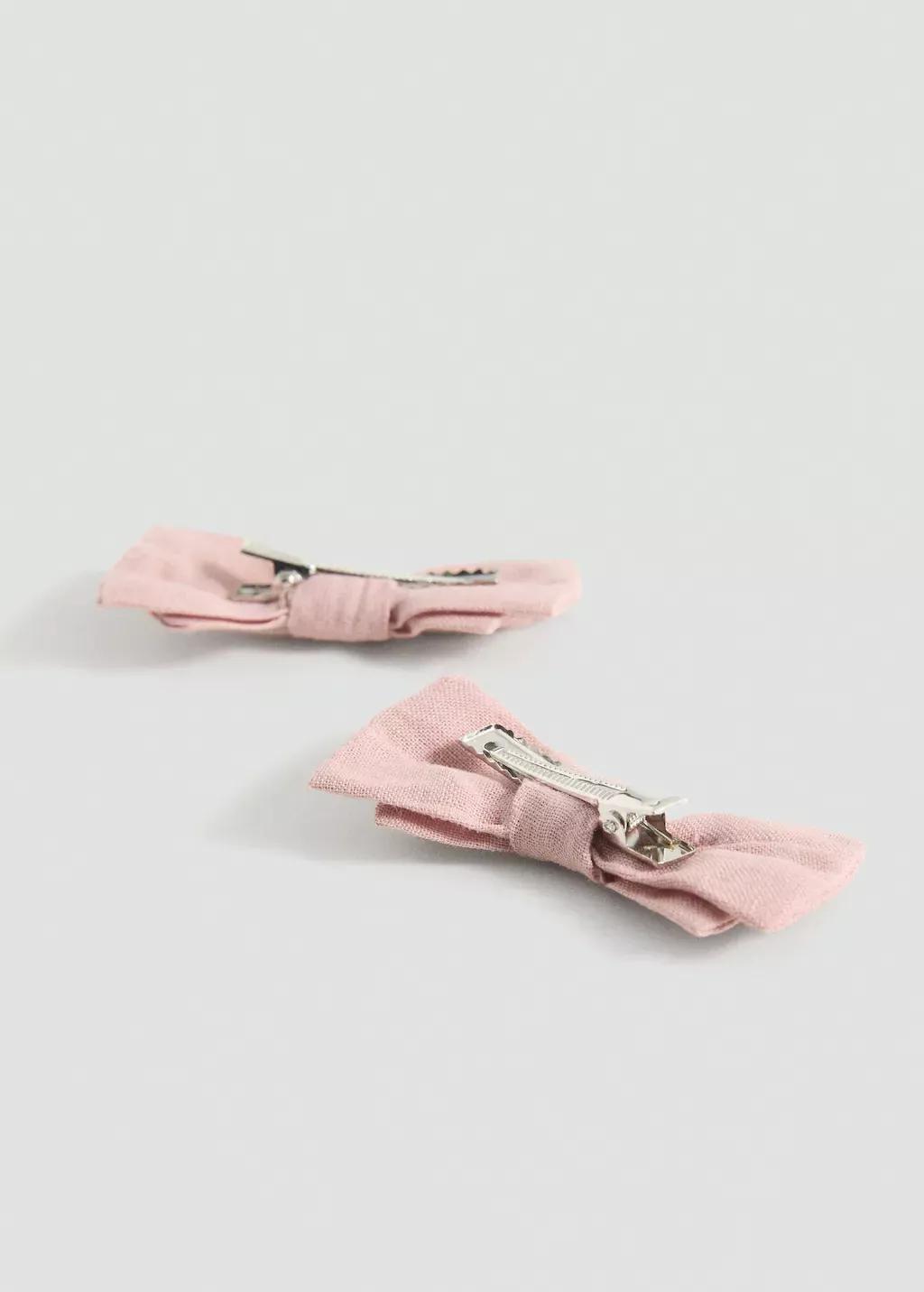 Pink 2 Pack Bow Hairclip, Kids Girls, Light-Pastel Pink, large image number 0
