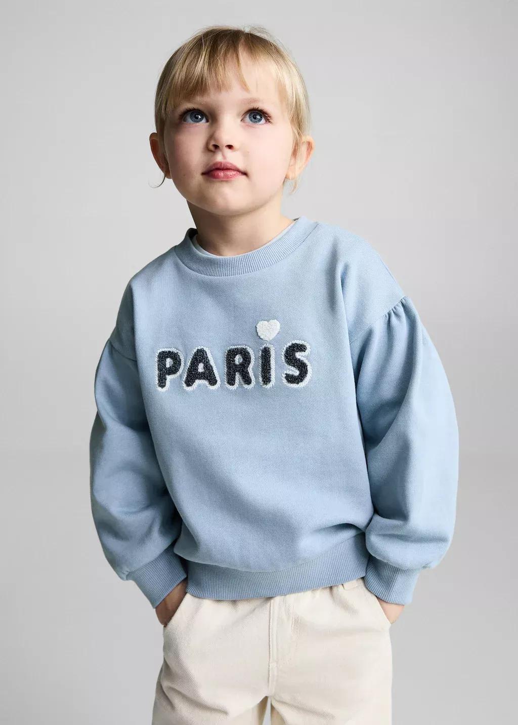 Blue Lt Pastel Embossed Message Cotton Sweater, Baby Girl, , large image number 1